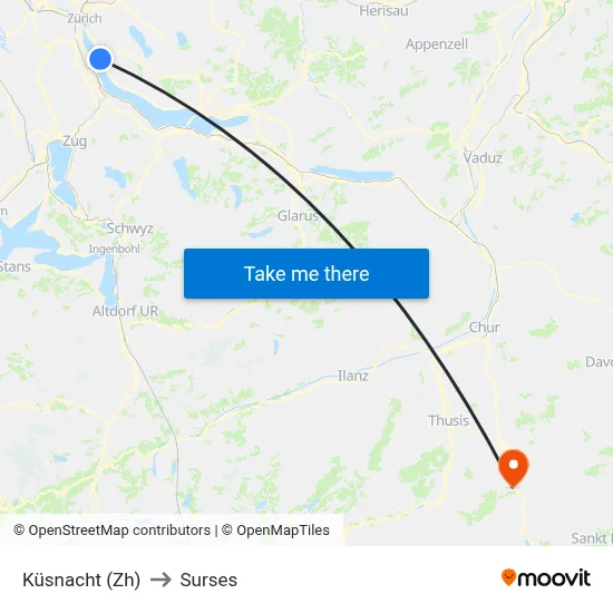 Küsnacht (Zh) to Surses map