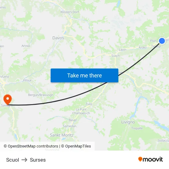 Scuol to Surses map