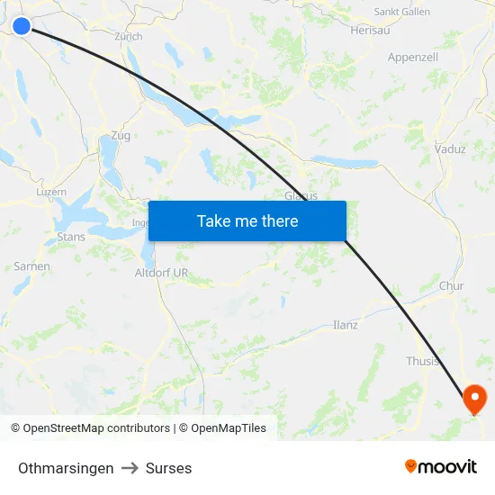 Othmarsingen to Surses map