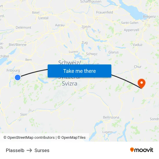 Plasselb to Surses map