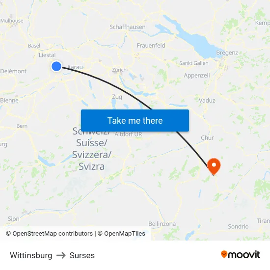 Wittinsburg to Surses map
