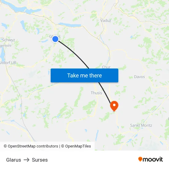 Glarus to Surses map