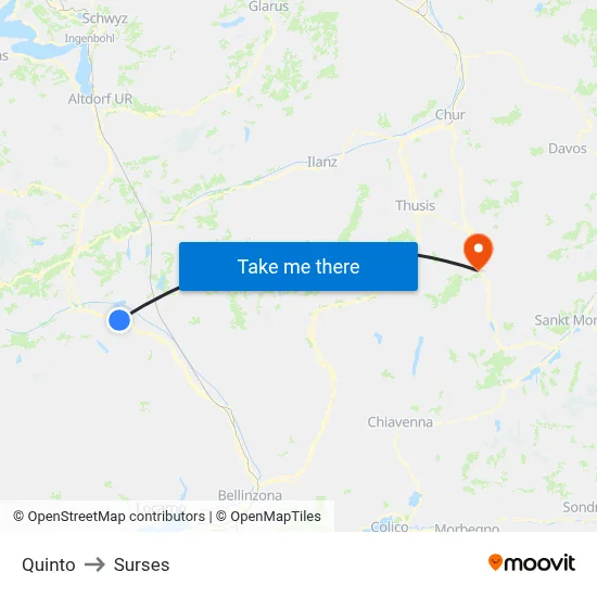 Quinto to Surses map