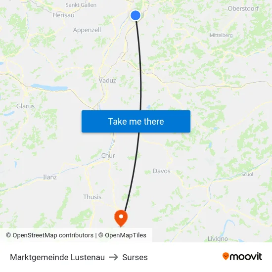 Marktgemeinde Lustenau to Surses map
