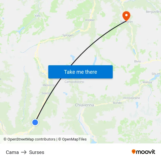 Cama to Surses map