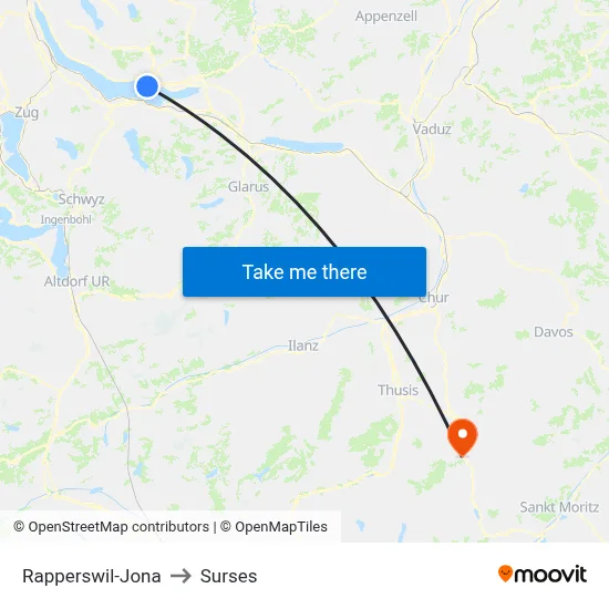 Rapperswil-Jona to Surses map