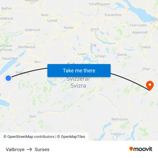 Valbroye to Surses map