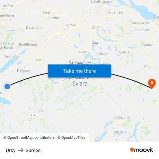 Ursy to Surses map