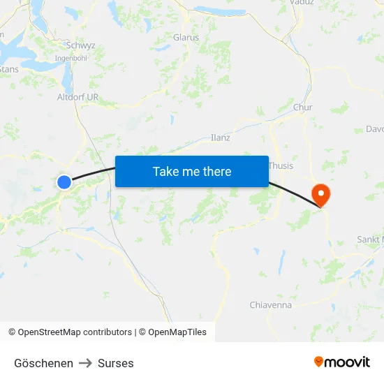 Göschenen to Surses map