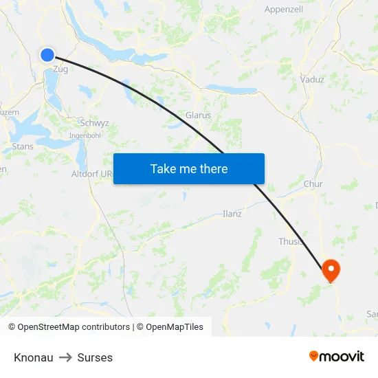 Knonau to Surses map
