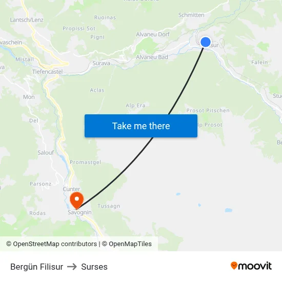 Bergün Filisur to Surses map