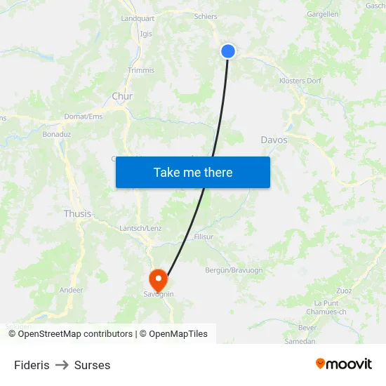 Fideris to Surses map