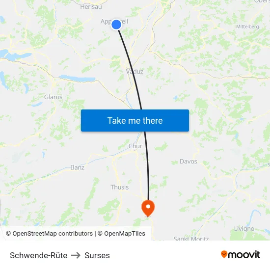 Schwende-Rüte to Surses map