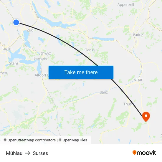 Mühlau to Surses map
