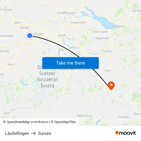 Läufelfingen to Surses map