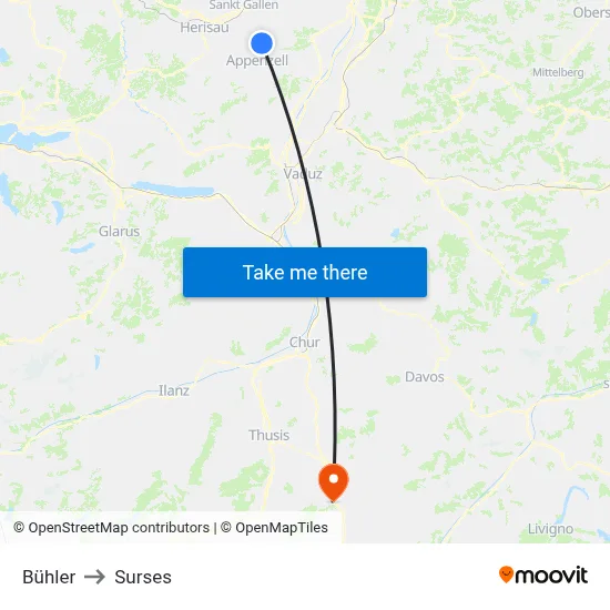 Bühler to Surses map