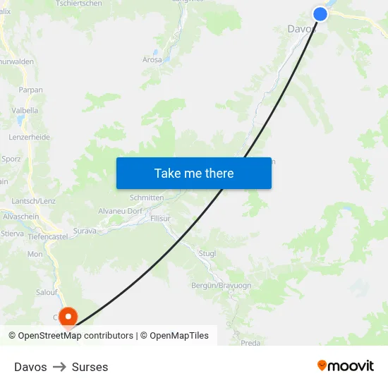 Davos to Surses map