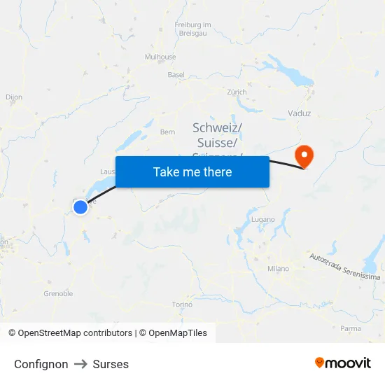 Confignon to Surses map