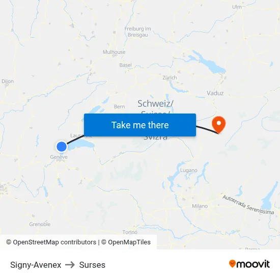 Signy-Avenex to Surses map