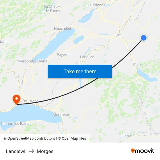 Landiswil to Morges map