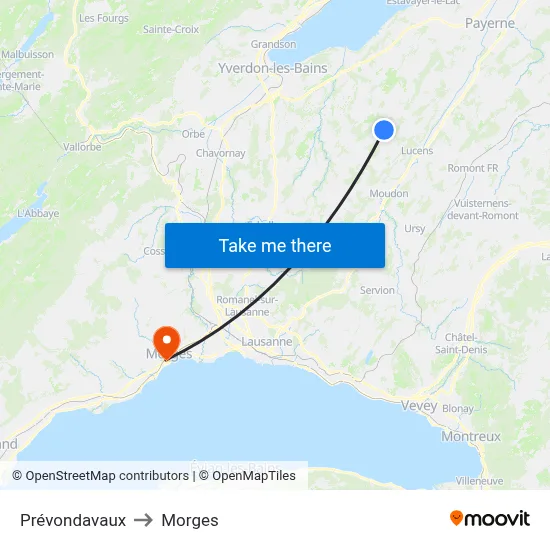 Prévondavaux to Morges map