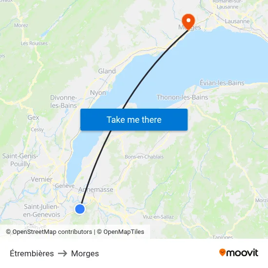 Étrembières to Morges map