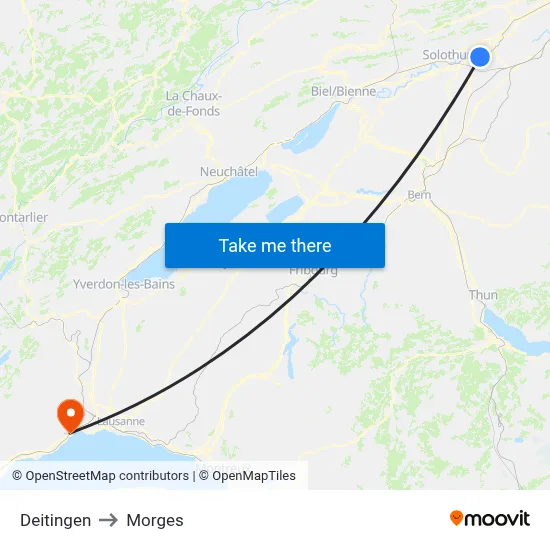 Deitingen to Morges map