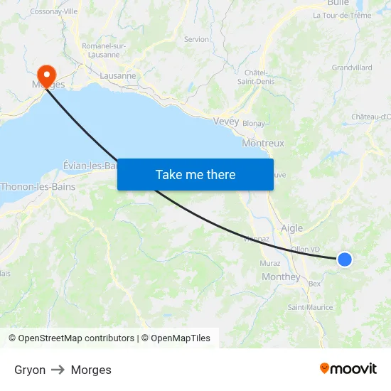 Gryon to Morges map