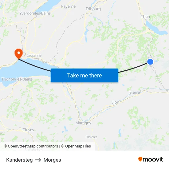 Kandersteg to Morges map