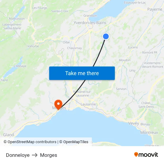 Donneloye to Morges map