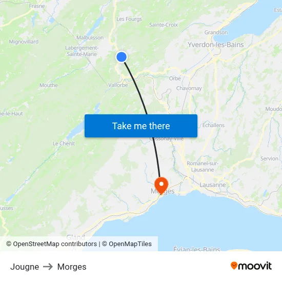 Jougne to Morges map