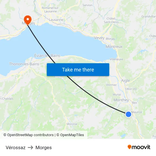 Vérossaz to Morges map