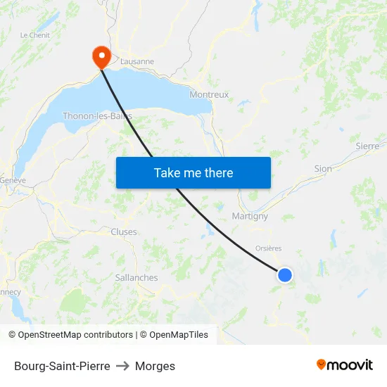 Bourg-Saint-Pierre to Morges map