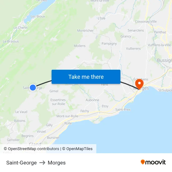 Saint-George to Morges map