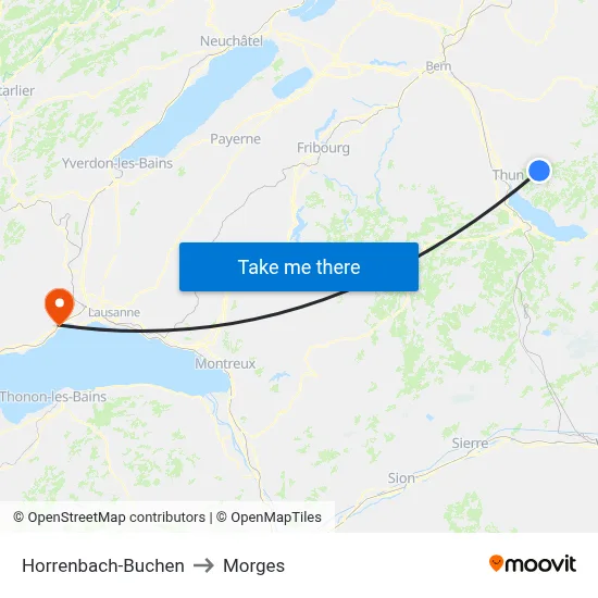 Horrenbach-Buchen to Morges map