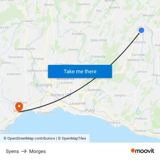 Syens to Morges map