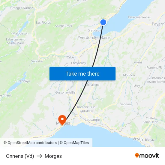 Onnens (Vd) to Morges map
