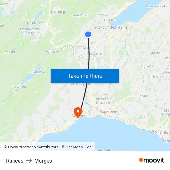 Rances to Morges map
