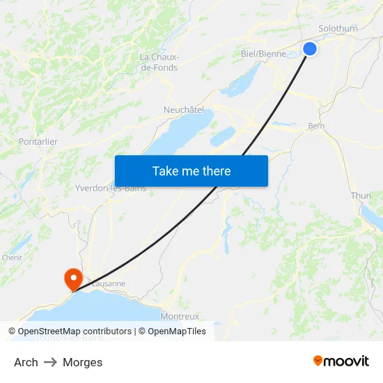 Arch to Morges map