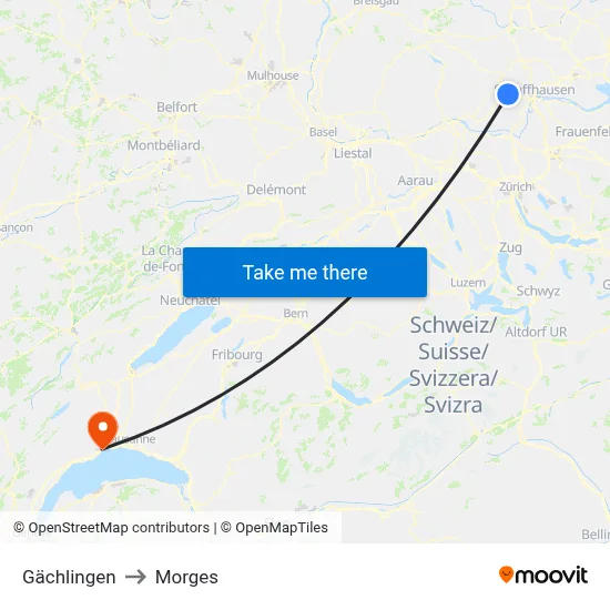 Gächlingen to Morges map