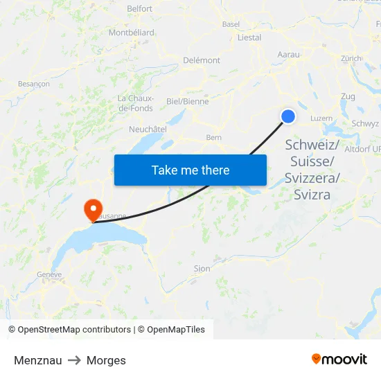 Menznau to Morges map