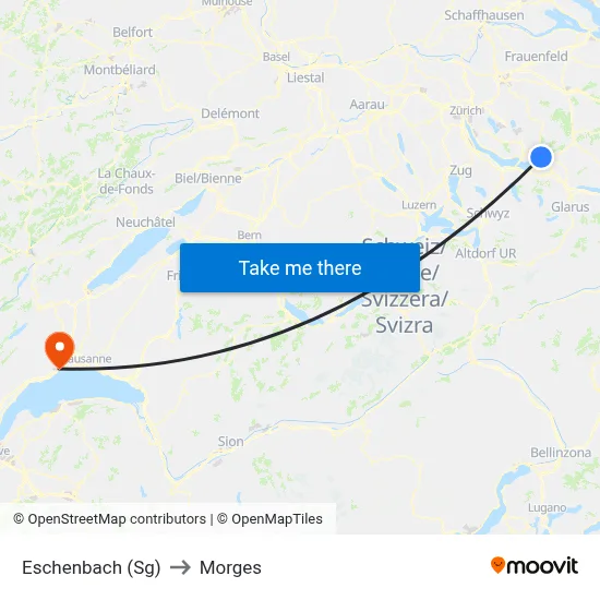 Eschenbach (Sg) to Morges map