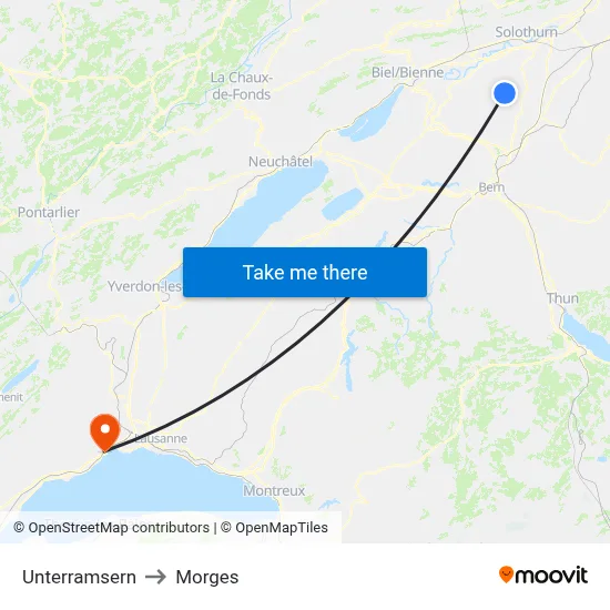 Unterramsern to Morges map