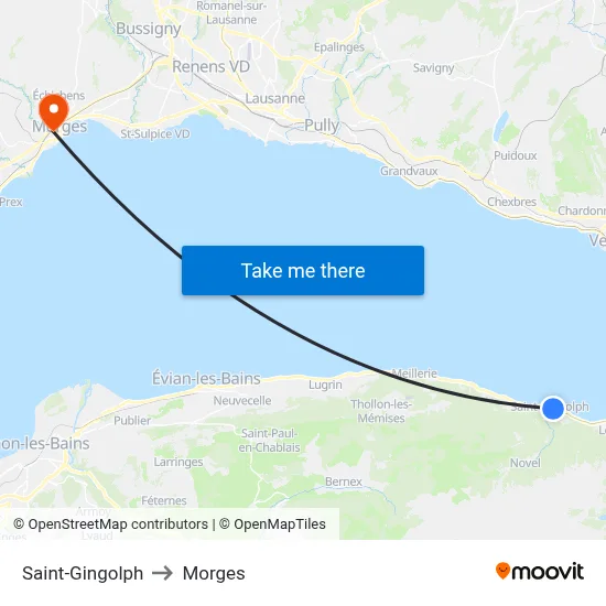Saint-Gingolph to Morges map