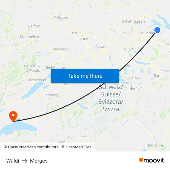 Wäldi to Morges map