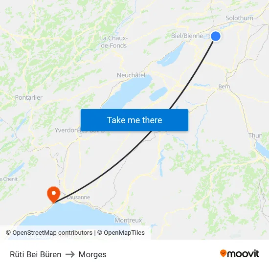 Rüti Bei Büren to Morges map
