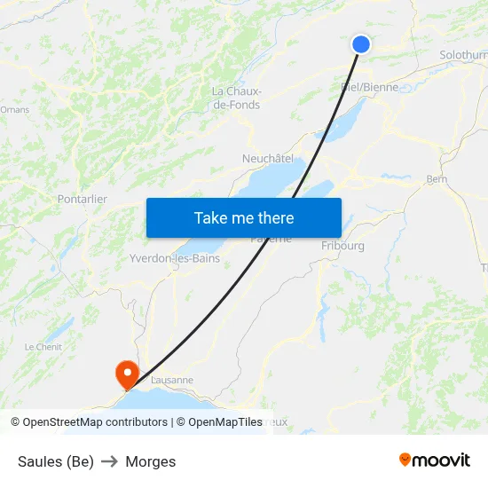 Saules (Be) to Morges map