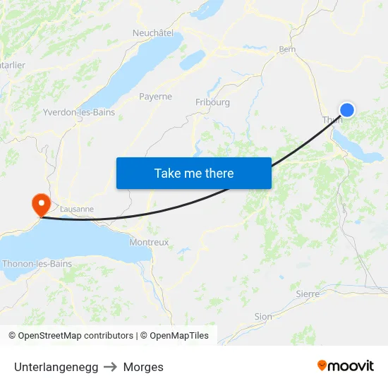 Unterlangenegg to Morges map