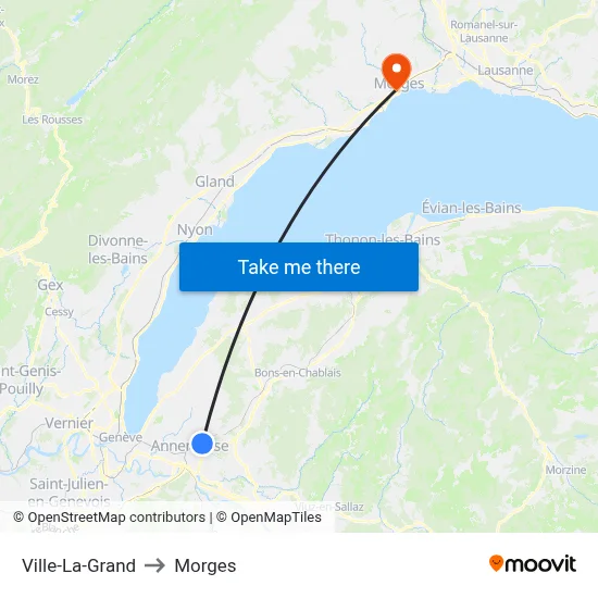 Ville-La-Grand to Morges map