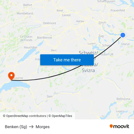 Benken (Sg) to Morges map